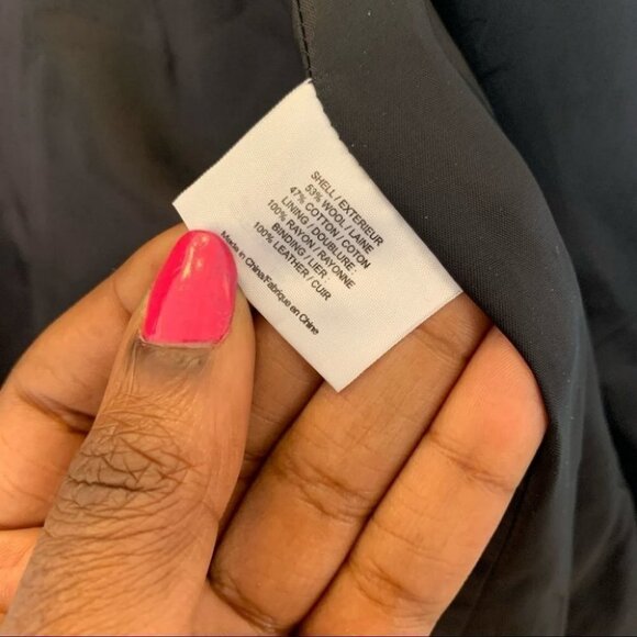 TORY BURCH BLACK WHITE WOOL LEATHER SLEEVELESS LIGHT BELTED  BELT JACKET - Picture 14 of 15